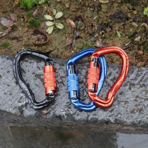 Longitudinal 23KN Carabiner Waterproof Auto Locking Pear-shaped 7075 Aluminum Alloy Mountaineering Hook for Rock Climbing