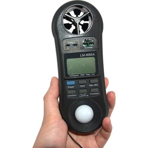 Professional Four in One Digital Portable Wind Speed Temperature Humidity Light LUX Handheld Measuring Meter Data Equipment