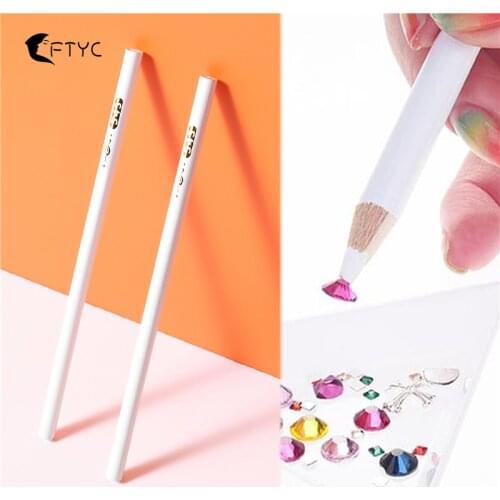 2pcs Professional Wax Dotting Pencil Nail Art Rhinestone Diamond Crystal Sequins Self-adhesive Picking Up Pen Nail Tools