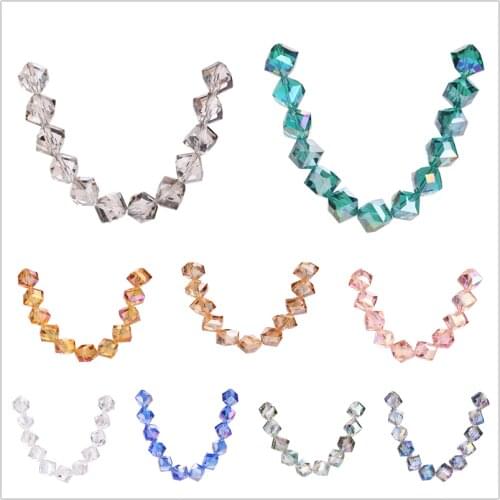 Jewelry Making Faceted Bracelet DIY Loose Cube Charms Glass 10mm Square 30pcs Diagonal Hole Wholesale Beads Crystal Findings