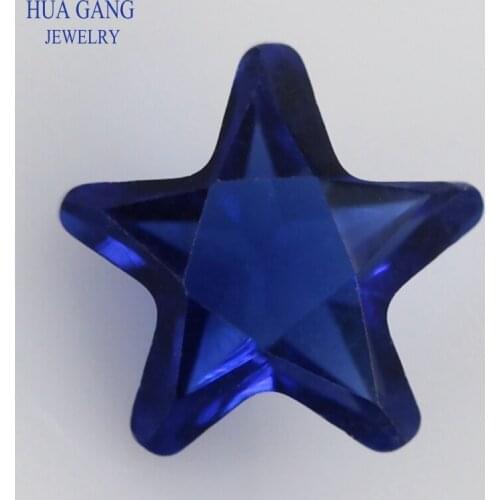 Blue Star Shape Princess Cut Loose Glass Beads Synthetic Gems For Jewelry Size 3x3~10x10mm Free Shipping