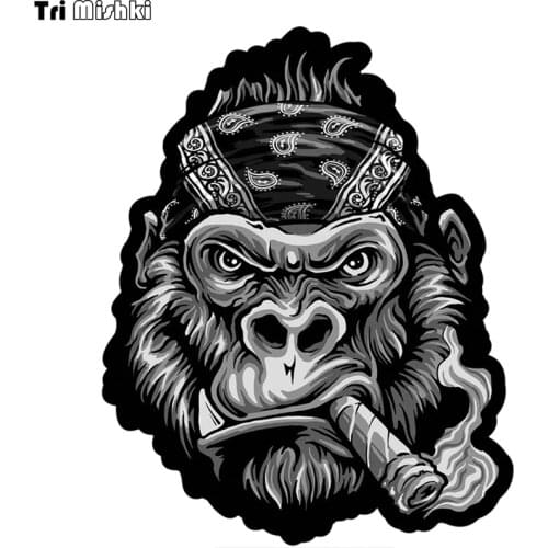 Tri Mishki WCS113 14x17.5cm Bandana Gorilla Patch smoking car sticker funny colorful auto automobile decals