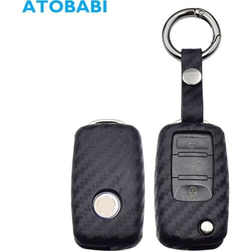 Carbon Silicone Car Key Case For VW Volkswagen Jetta Golf 5 6 Polo Passat Bora Routan Saveiro T2 T6 Remote Fob Cover Pouch Bag