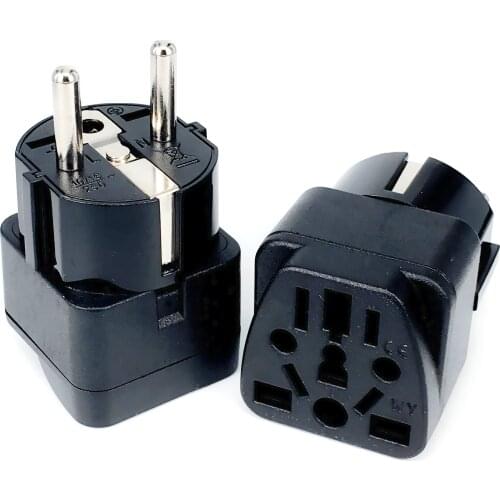 Universal Italy Switzerland India UK US AU to EU German Russia AC Power Socket Schuko Plug Travel Charger Adapter Converter