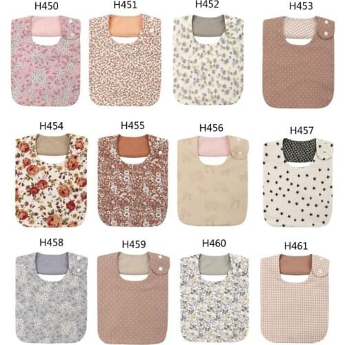 Floral Vintage Newborn Double Side Bibs Boys Girls Waterproof Linen Cotton Saliva Towel Baby Shower Gifts
