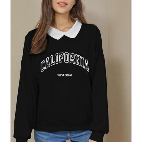Vintage Sweatshirt Women Fashion Autumn Cotton Hoodies California West Coaet Letter Print Korean Fashion Hoodie Pullover Ladies