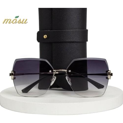 MS Brand Designer New Women Sunglasses Fashion Diamond Rimless Ladies Vintage Female Sun Glasses oculos UV400