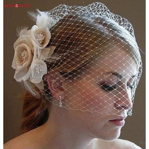 Women Bridal Headwear Wedding Accessories Face Veil Floral 2020 Headpiece with Comb Ladies Mariage Mesh Fascinator Fashion