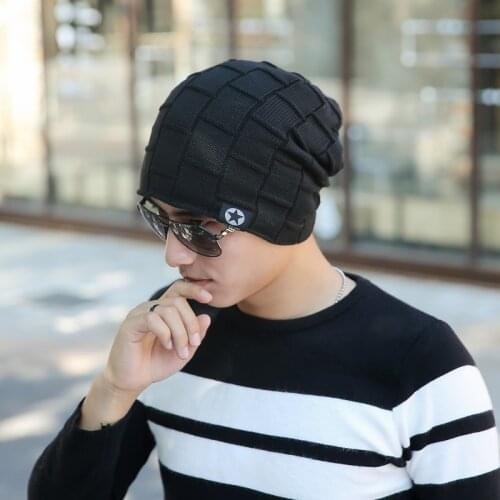 Winter New Double-deck Plus Velvet Knitted Cap Metal Stick Woven Lable Bonnets Women Beanies Hats Adjustable Elastic Bucket Hat