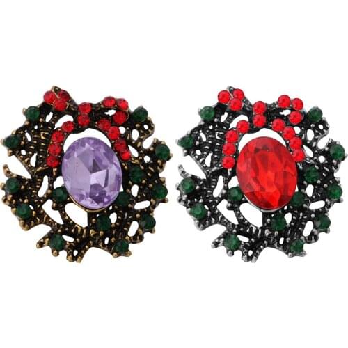 10pcs/lot New Christmas Snaps Jewelry Rhinestone Button Christmas Wreath Snap Buttons Fit 18mm Snap Button Bracelet Necklace