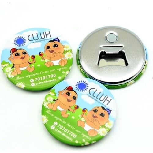 100pcs Corporate Gift Custom Logo Printed Tinplate Fridge Magnet with Bottle Opener Personalized Refrigerator Magnets Wholesale