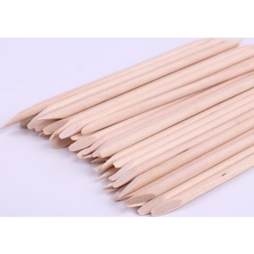 100pcs Original Orange Wood Stick Cuticle Pusher Dead Skin Remover 11.4cm Nail Design For Nail Varnish Pedicure Care Tools