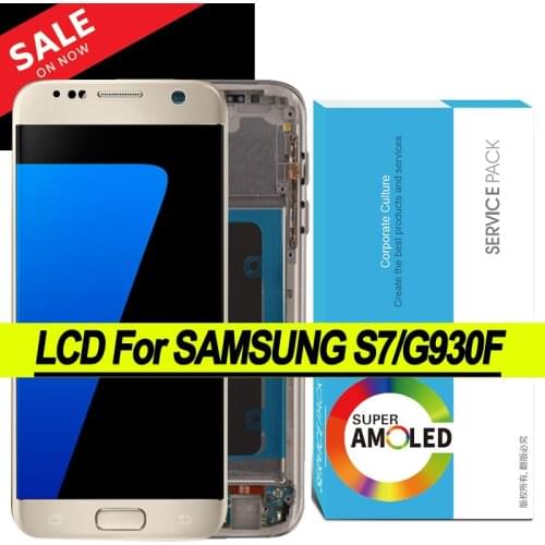 100% Tested 5.1'' Burn Shadow AMOLED for Samsung Galaxy S7 G930 G930F SM-G930F LCD With Frame Display Touch Screen Repair Parts