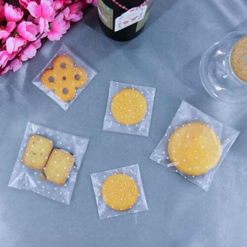 100pcs Plastic Food Packaging Bag Translucent White Dot Candy Cookies Package For Birthday Party Wedding DIY Decorations