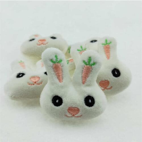 12Pcs/lot 5.5*5cm cartoon white rabbit doll for hair clip accessories, plush padded appliques for sock accessories