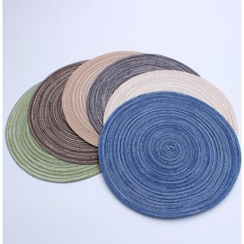 4pcs/set Round Placemats Waterproof Dining Table Mats Non-Slip Tableware Bowl Pads Drink Cup Coasters Kitchen Party Supplies