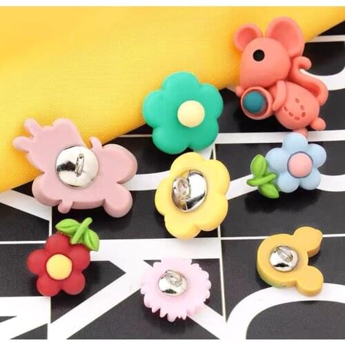5PCS Childrens Clothing Decoration Accessories T-shirt Shirt Button Daisy Cartoon Buttons Color Animal Hand-sewn Buckle