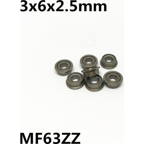 50Pcs MF63ZZ 3x6x2.5 mm Flange Bearings Deep Groove Ball Bearing High Quality MF63Z MF63
