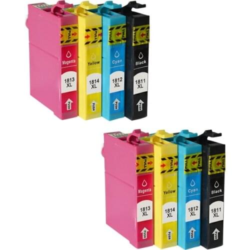 8Pcs T1811 T1812 T1813 T1814 Ink Cartridge For EPSON XP212 XP215 XP225 XP312 XP315 XP412 XP415 XP302 XP402 XP405 inkjet Printer