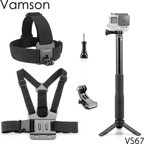 Vamson for Gopro Hero 7 6 5 Accessories Chest Strap Monopod Tripod Head Strap For eken h9 for Xiaomi for SJCAM for SJ4000 VS67