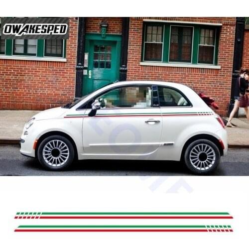 Car Waist Lines Stickers Door Body Customized Vinyl Decal Auto Body Accessories For Fiat 500 Italian Flag Stripes