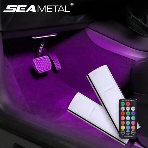 Wireless Car LED Interior Lights USB Charging Ambient Strip Lights Remote RGB Foot Light Magnet adsorption Auto Atmosphere Lamps