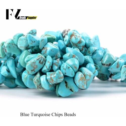 Natural Blue Turquoises Chips Beads for Needlwork Jewelry Making 5mm-8mm Irregular Gravel Semi Precious Stones Diy Bracelets 15"
