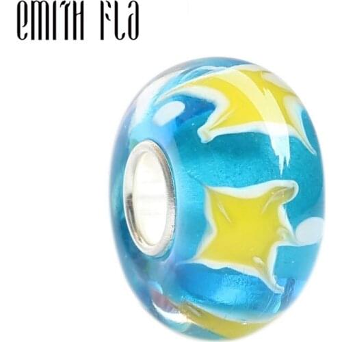 Emith Fla 925 Sterling Silver Handmade Merry Christmas Murano Glass Charm Beads Fit For European Brand Bracelet Jewelry Makings