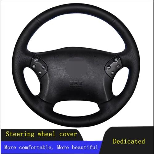 DIY Car Accessories Steering Wheel Covers Black Hand-stitched Non-slip Genuine Leather For Mercedes Benz W203 C-Class 2001-2007