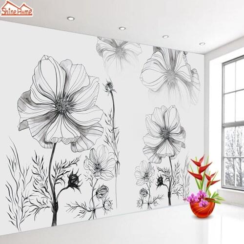 Black White Floral Wall Papers Home Decor 3d Photo Wallpapers Wallpaper for Living Room Kids Contact Walls Paper Murals Rolls