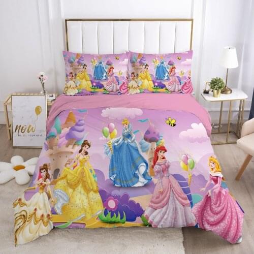 Disney Belle Princess Cinderella Comforter Duvet Cover Sets Single Double Queen King Size Bedding Set Children Girls Bedroom