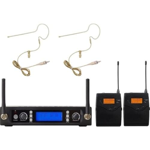 Bolymic Channels uhf Wireless Beige System Professioal Dual Headset Microphone For Shure SM58