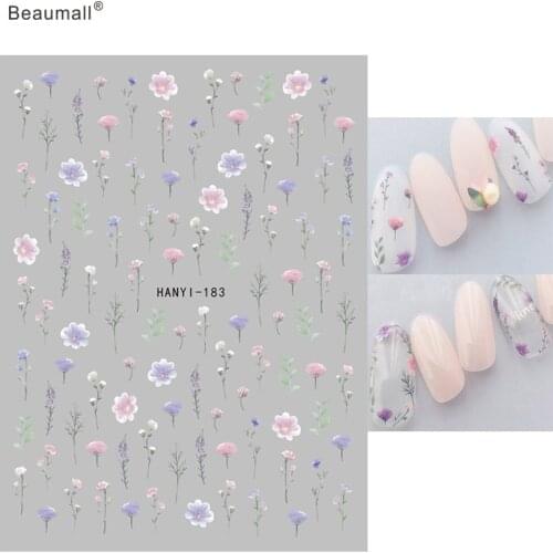 Elegant Florals Flowers Nails Art Manicure Back Glue Decal Decorations Nail Sticker For Nails Tips Beauty