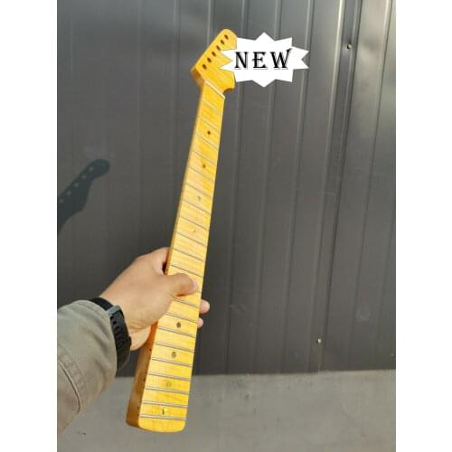 Electric Guitar Neck 22 fret 25.5 inch Flame maple fretboard Truss rod Yellow unfinished electric guitar replacement