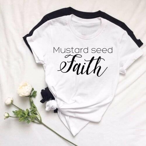 Mustard seed faith Christian Slogan T-Shirt Casual Funny Faith Vintage Tee Unisex Bible Grunge Cotton Outfits Girl quote Tops