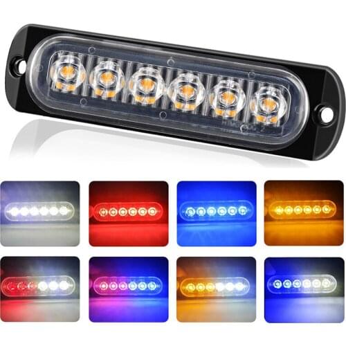Hot Sale Car LED Light 6 Lights Ultra-Thin Strobe Light Side Pickup Strobe Light 12-24V Warning Light 6led