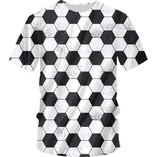 IFPD EU Size Men 3D Printed T-shirts Casual Aniaml Football Sports Tshirt Short Sleeves Black White Hexagon Funny Plus Size Tops