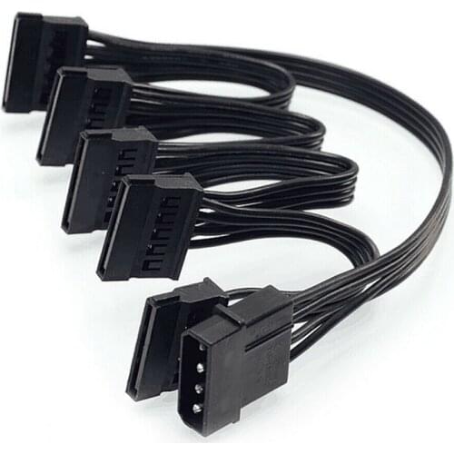 4Pin IDE to 5-Port Power Supply Cable 4Pin Molex to Multi SATA Port 18AWG Wire Power Cord For Hard Drive HDD SSD PC