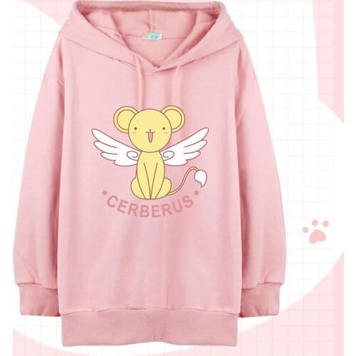 Card Captor SAKURA Magic CERBERUS Cute Cat Ear Claw Hooded Pullovers Coat Sweatshirt Women Girl Anime Hoodie Tops Cosplay Autumn