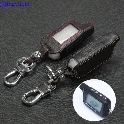 Leather Key Case for Russian Version Two Way Car Alarm LCD Remote Controller Keychain For Starline B9/B91/B6/B61/A91/A61/V7