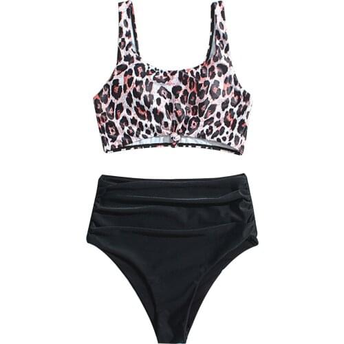 High Waist Swimsuit Bikini 2021 Hot Leopard Print Push Up Summer Swimwear Women Sexy Bathing Suit Black Female Beach Wear