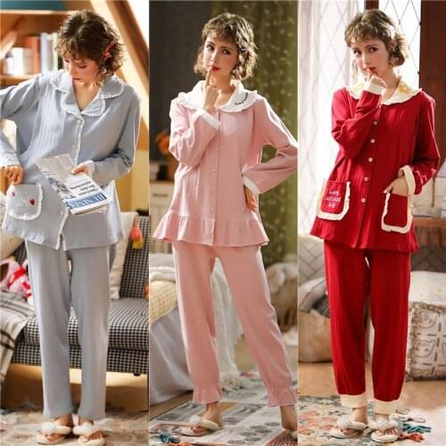 L-4XL Breastfeeding Pajamas Breast Feeding Nightwear Maternity Nursing Pajama Sets Maternity Nursing Sleepwear Pregnancy Pyjamas