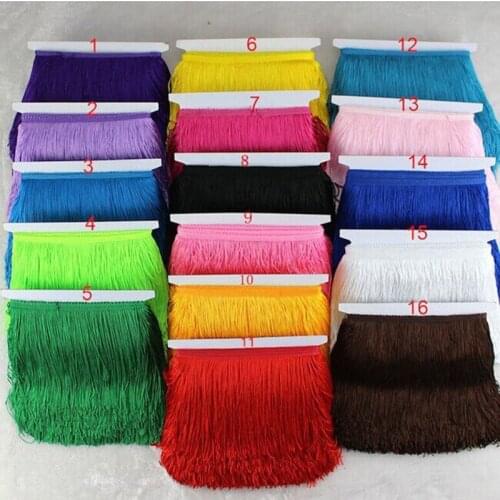 10Meter 15CM wide Polyester Tassel Fringe Trim African Lace Yarn Ribbon Cord Guipure Sew Latin Dress Garment Accessories Curtain