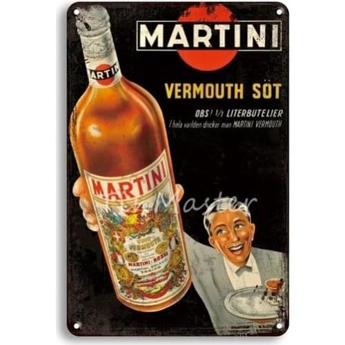 Martini Cocktail Jim Whiskey Metal Sign Vintage Irish Pub Kitchen Home Decor Retro Beer Poster Tin Signs Restaurant Wall Decor