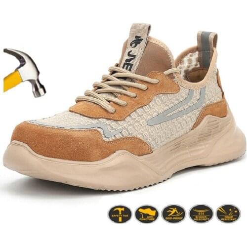 Retro Fashion Unisex Steel Toe Work Shoes Puncture-Proof Safety Shoes Man Work Sneakers Indestructible Light Safety Boots