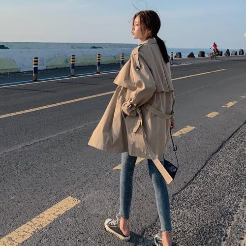 Fashion Windbreaker Women Coat 2020 Spring New Korean Loose Mid-length Double-Breasted Belt Casual Trench Coat Women Tide D3598