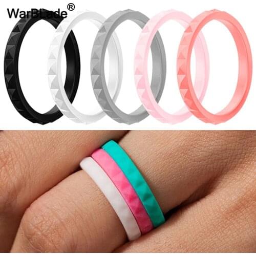 WarBLade Fashion 3mm Thin Stackable Silicone Rings Hypoallergenic Flexible Silicone Finger Ring For Women Wedding Rubber Bands