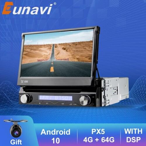 Eunavi Car DVD Multimedia Player 1Din Android 10 For Universal GPS Navigation Stereo Radio WIFI MP3 4G RAM 64G ROM Audio DTA7851