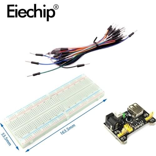 NEW MB-102 Breadboard power module+830 Point Solderless PCB Bread Board Test Develop DIY+65 jumper wires wholesale