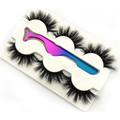 New arrivals 3 pairs/lot mink lashes 100% handmade natural long mink fur eyelashes free logo design